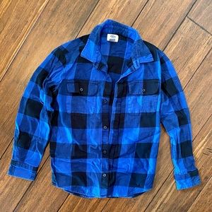 Old Navy Boys Blue & Black Buffalo Plaid Long Sleeve Flannel size Large